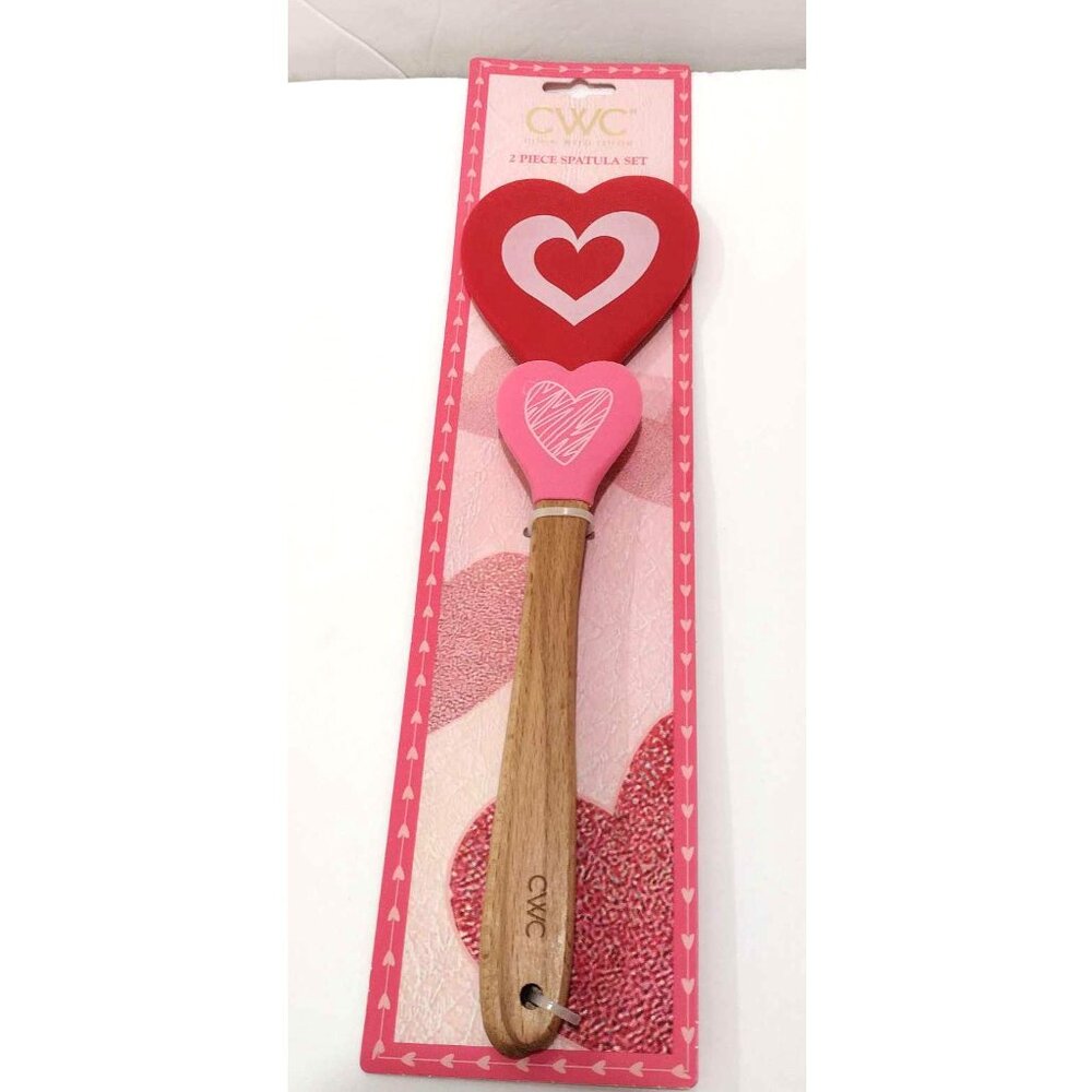 CWC Heart Themed 2 Piece Spatula Set Red And Pink Hearts Cook with Color NEW